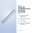 PAPEL DE ALUMINIO PLATA 25 HOJAS 50x65CM - características principales