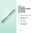PAPEL DE ALUMINIO VERDE 25 HOJAS 50x65CM - características principales