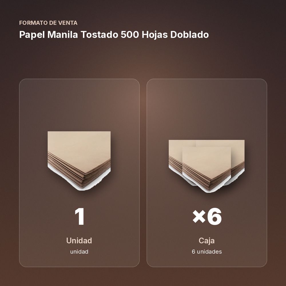 PAPEL MANILA TOSTADO 500 HOJAS DOBLADO - formato de venta: caja de 6