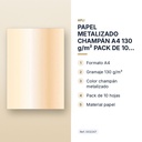 PAPEL METALIZADO CHAMPÁN A4 130 g/m² PACK DE 10 HOJAS - características principales