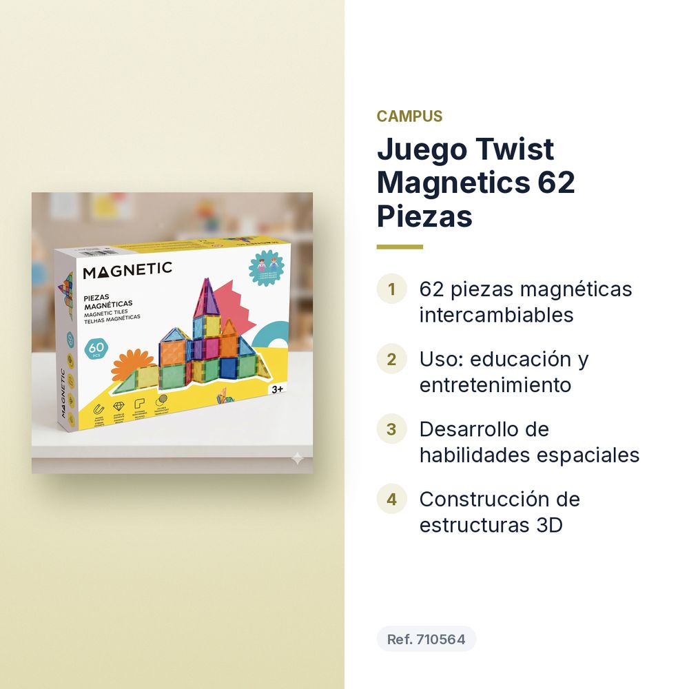 JUEGO TWIST MAGNETICS 62 PIEZAS - características principales