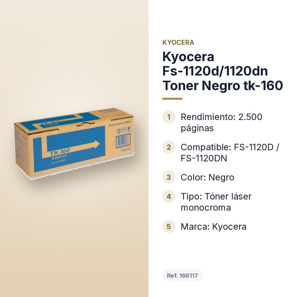KYOCERA FS-1120D/1120DN TONER NEGRO TK-160 - características principales