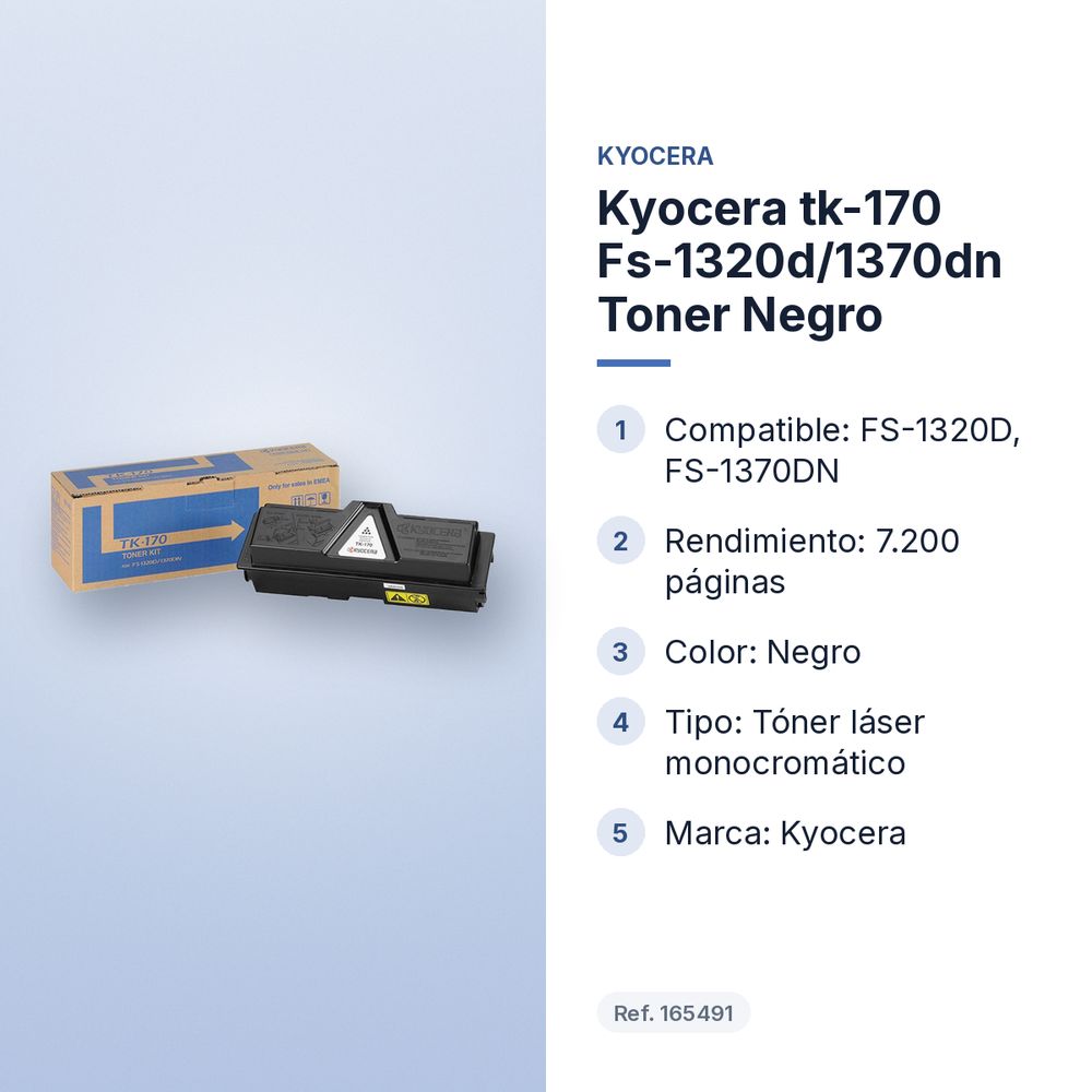 KYOCERA TK-170 FS-1320D/1370DN TONER NEGRO - características principales
