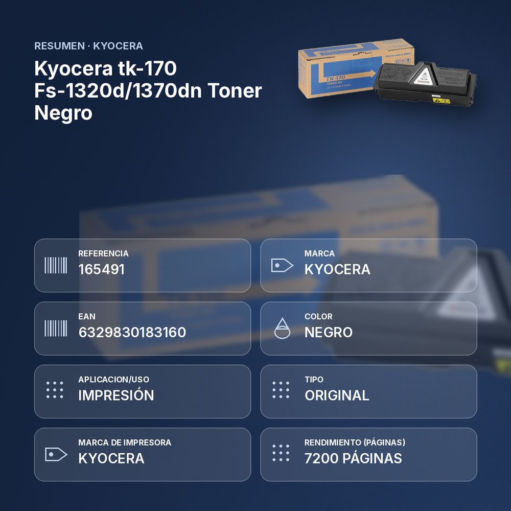 KYOCERA TK-170 FS-1320D/1370DN TONER NEGRO - resumen de atributos