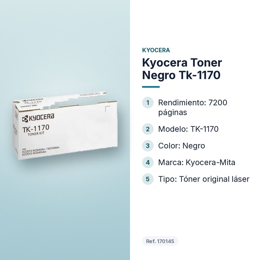 KYOCERA TONER NEGRO TK-1170 - características principales