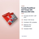 FUNDA PLASTIFICAR A4 YOSAN 125 MICRAS 250 UDS - características principales