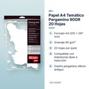 PAPEL A4 TEMÁTICO PERGAMINO 90GR 20 HOJAS - características principales