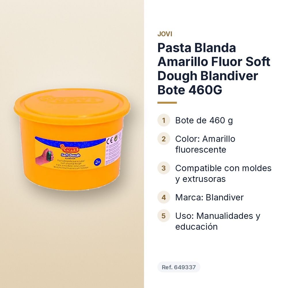 PASTA BLANDA AMARILLO FLUOR SOFT DOUGH BLANDIVER BOTE 460G - características principales