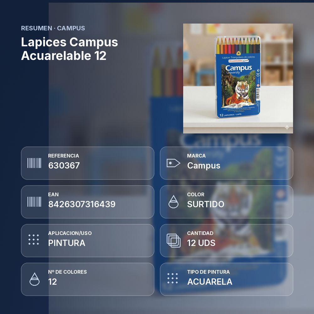 LAPICES CAMPUS ACUARELABLE 12 - resumen de atributos