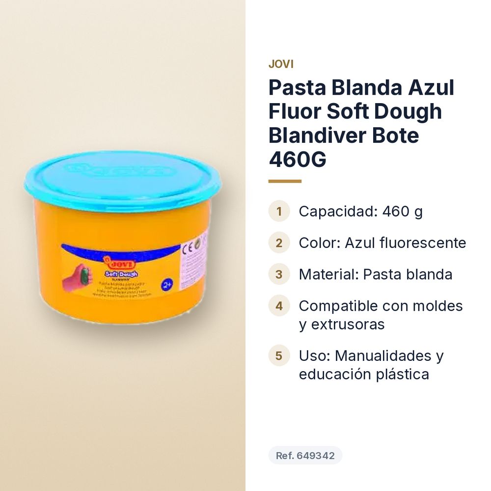 PASTA BLANDA AZUL FLUOR SOFT DOUGH BLANDIVER BOTE 460G - características principales