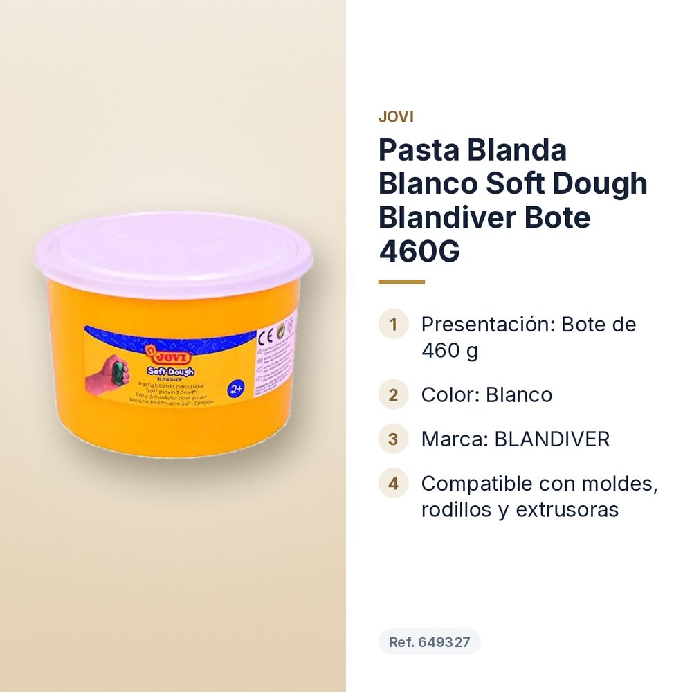PASTA BLANDA BLANCO SOFT DOUGH BLANDIVER BOTE 460G - características principales
