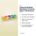 PASTA DE MODELAR BLANDIVER 5 COLORES NEÓN ×110 GRAMOS - características principales