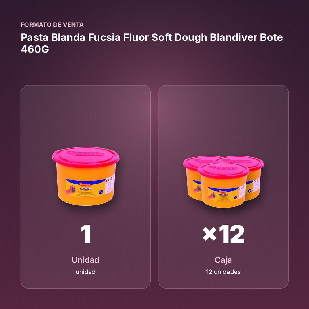 PASTA BLANDA FUCSIA FLUOR SOFT DOUGH BLANDIVER BOTE 460G - formato de venta: caja de 12