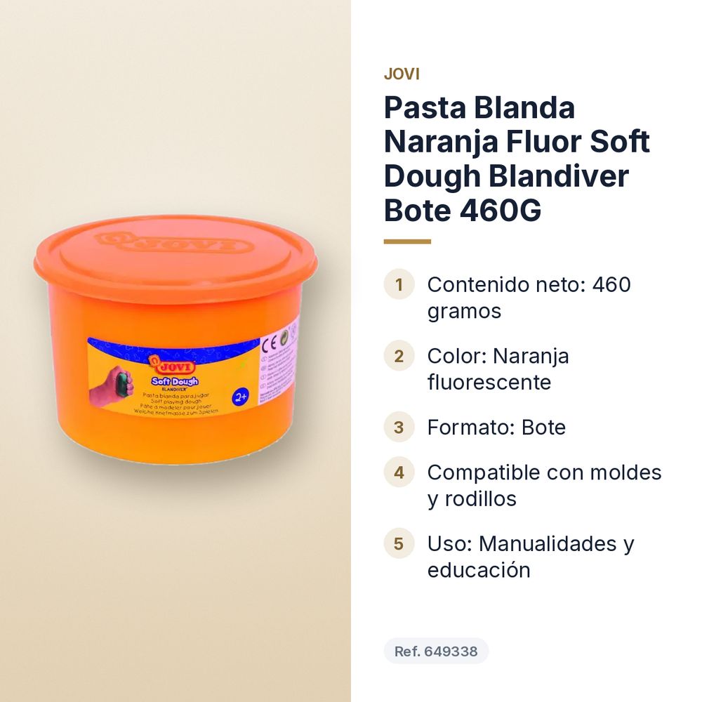 PASTA BLANDA NARANJA FLUOR SOFT DOUGH BLANDIVER BOTE 460G - características principales