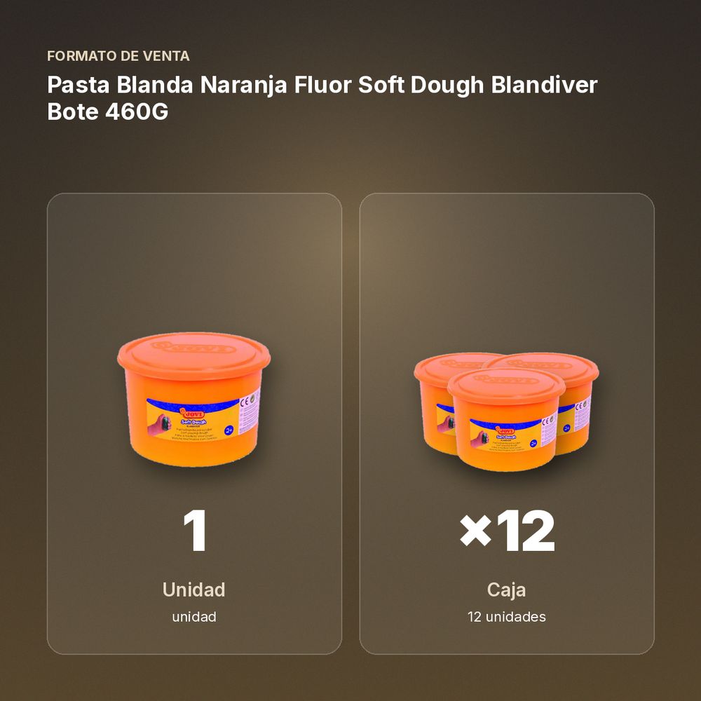 PASTA BLANDA NARANJA FLUOR SOFT DOUGH BLANDIVER BOTE 460G - formato de venta: caja de 12