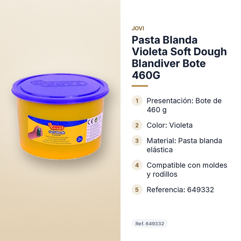PASTA BLANDA VIOLETA SOFT DOUGH BLANDIVER BOTE 460G - características principales
