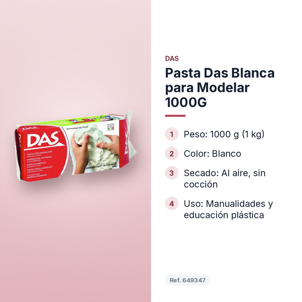 PASTA DAS BLANCA PARA MODELAR 1000G  - características principales