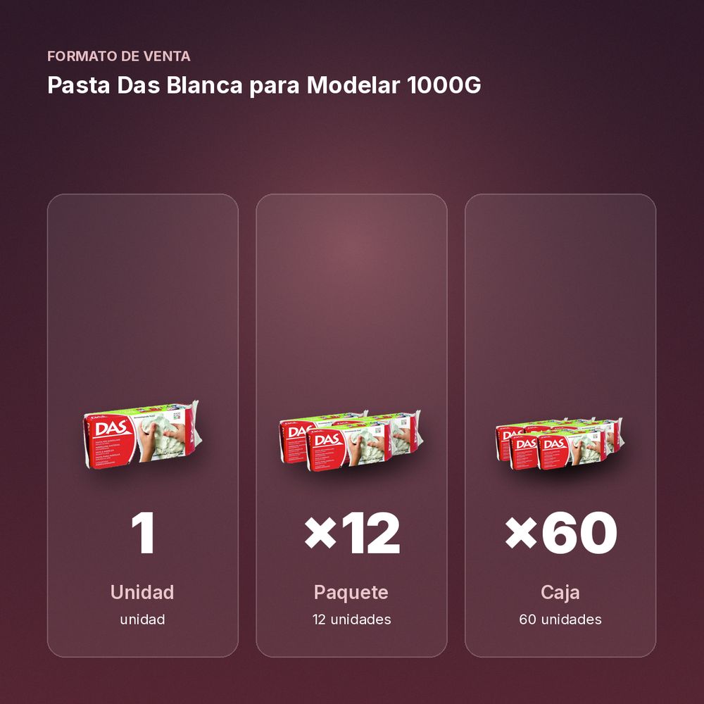 PASTA DAS BLANCA PARA MODELAR 1000G  - formato de venta: paquete de 12, caja de 60