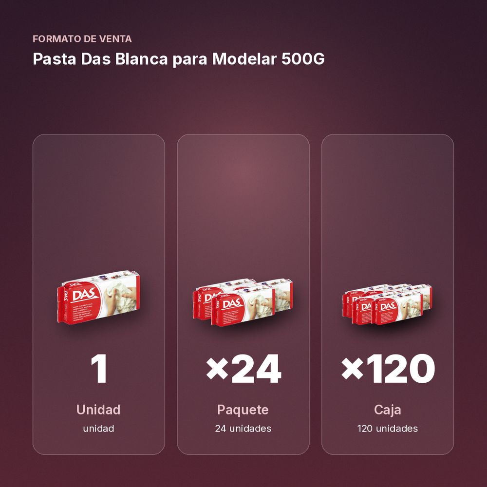 PASTA DAS BLANCA PARA MODELAR 500G - formato de venta: paquete de 24, caja de 120