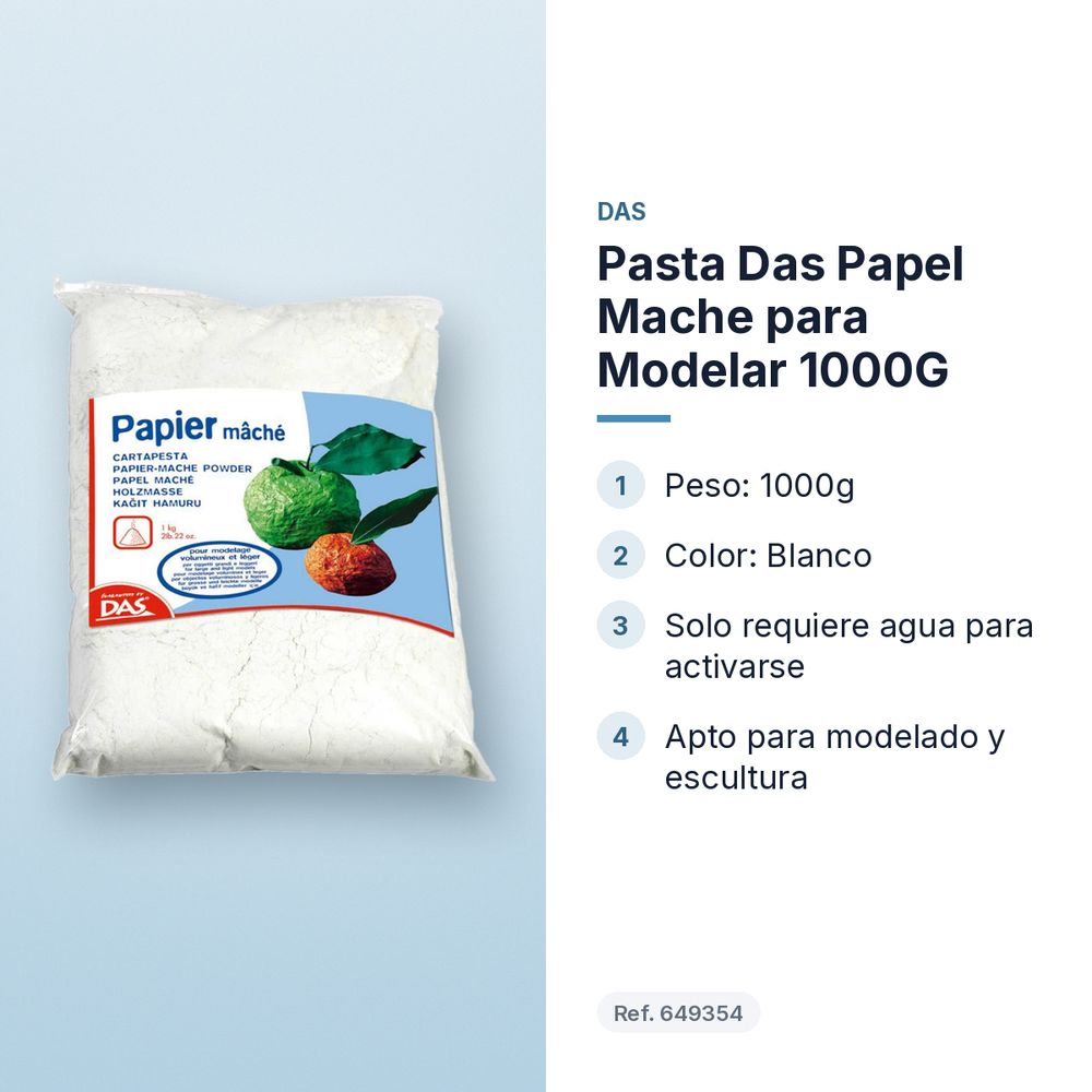 PASTA DAS PAPEL MACHE  PARA MODELAR 1000G - características principales
