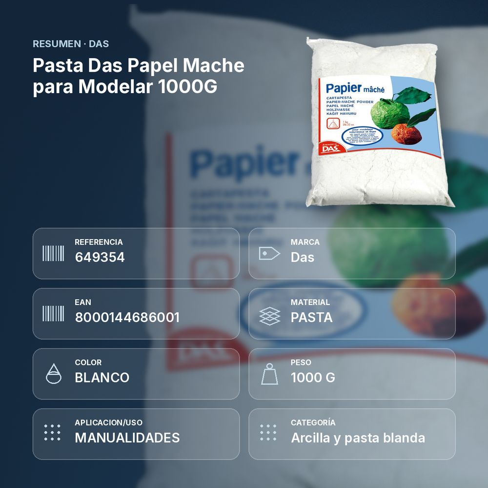 PASTA DAS PAPEL MACHE  PARA MODELAR 1000G - resumen de atributos