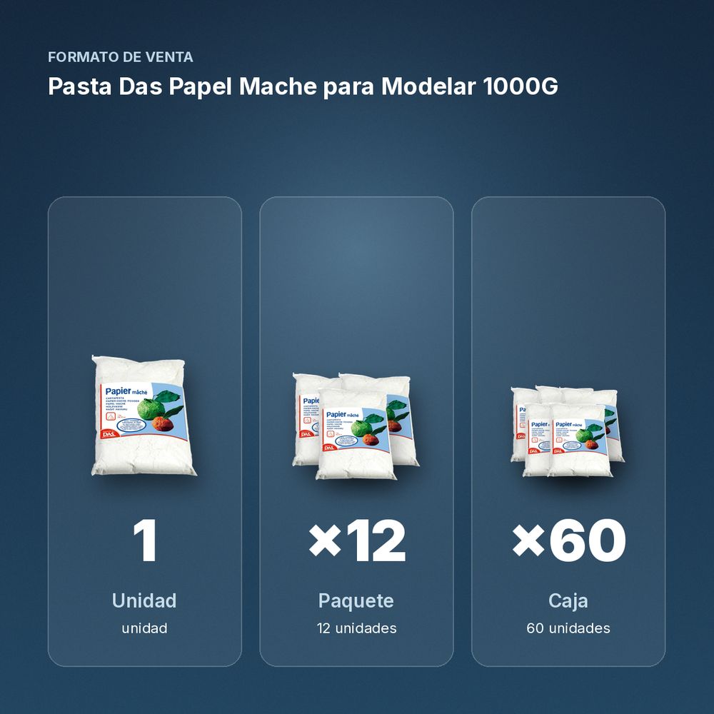 PASTA DAS PAPEL MACHE  PARA MODELAR 1000G - formato de venta: paquete de 12, caja de 60