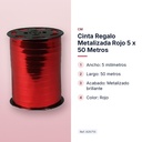 CINTA REGALO METALIZADA ROJO 5 X 50 METROS - características principales
