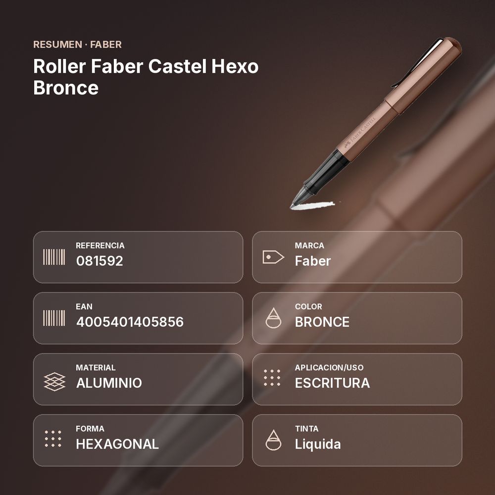 ROLLER FABER CASTEL HEXO BRONCE - resumen de atributos
