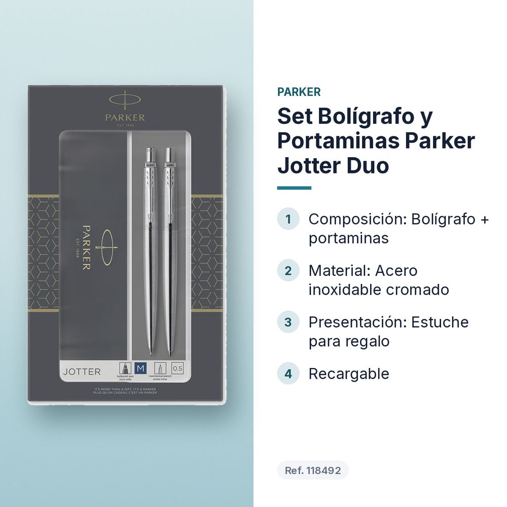 SET BOLÍGRAFO Y PORTAMINAS PARKER JOTTER DUO - características principales