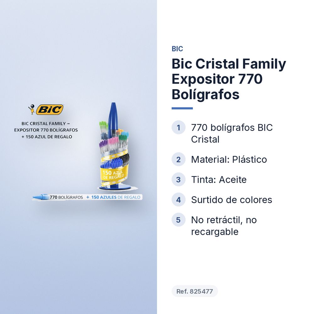 BIC CRISTAL FAMILY EXPOSITOR 770 BOLÍGRAFOS - características principales