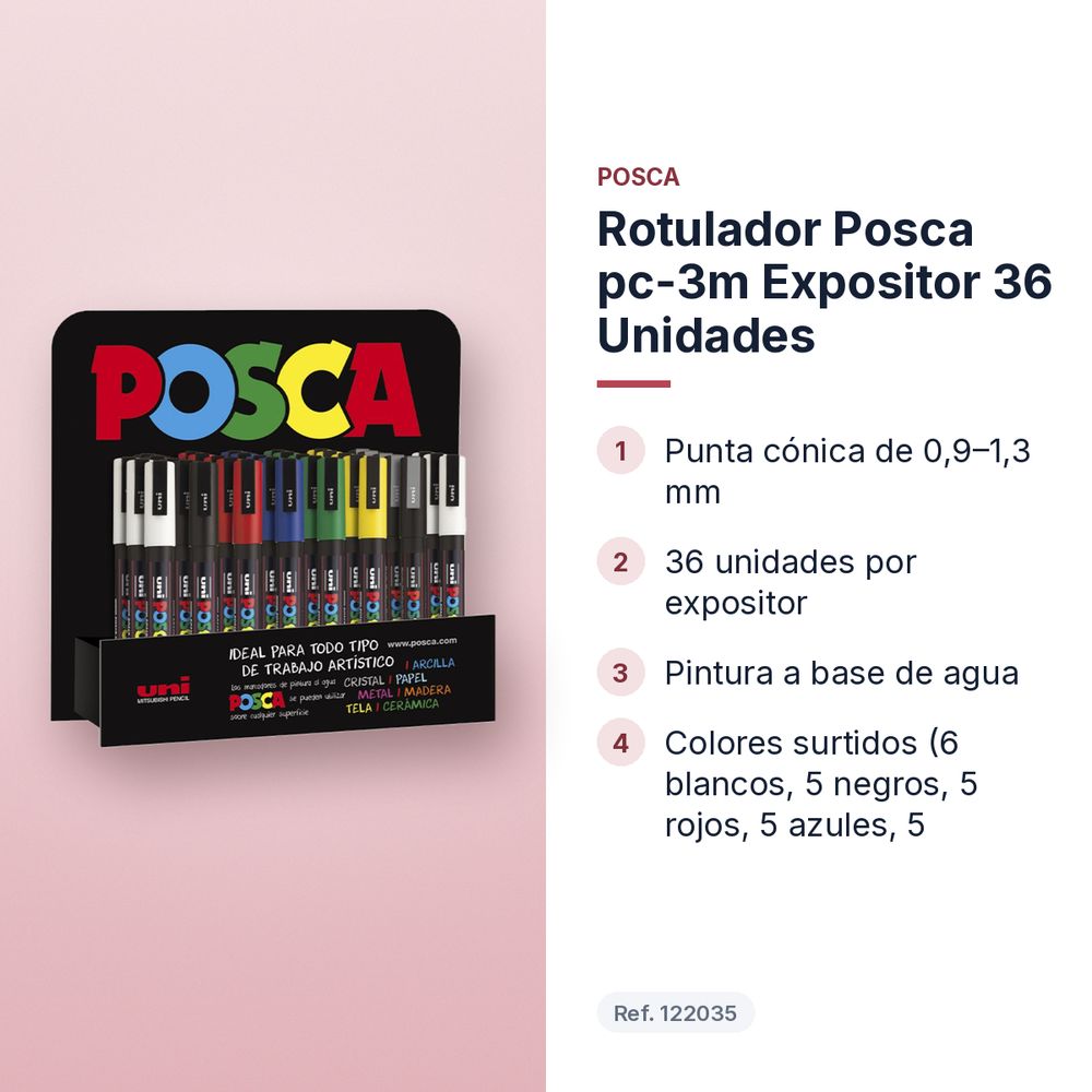 ROTULADOR POSCA PC-3M EXPOSITOR 36 UNIDADES - características principales
