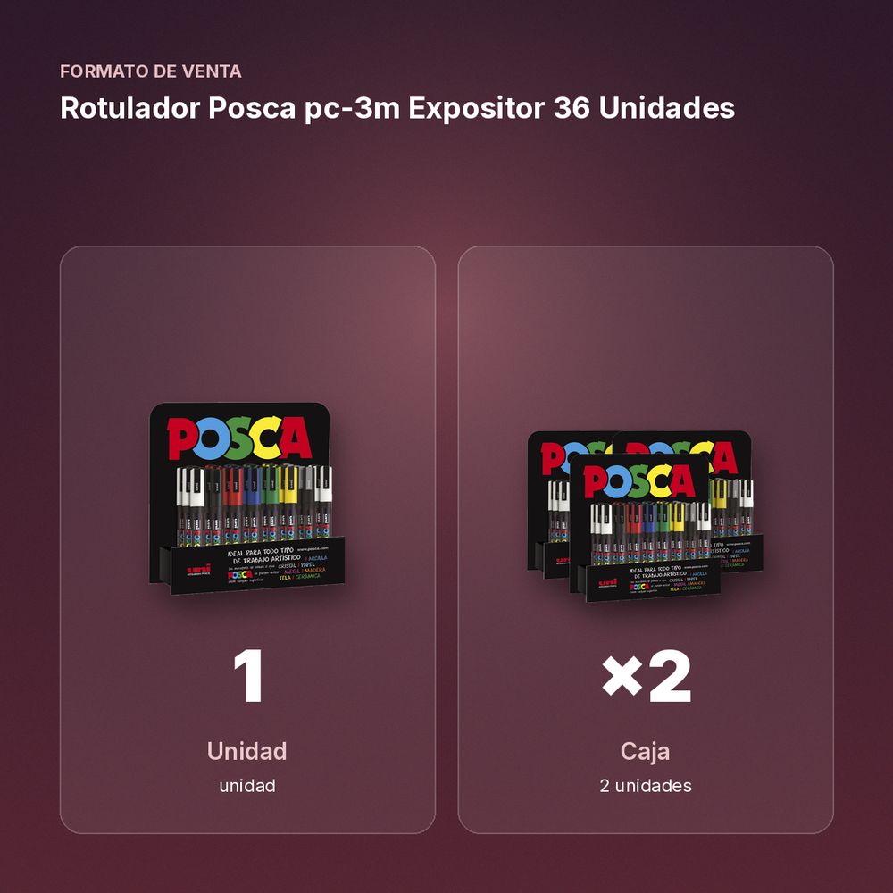 ROTULADOR POSCA PC-3M EXPOSITOR 36 UNIDADES - formato de venta: caja de 2