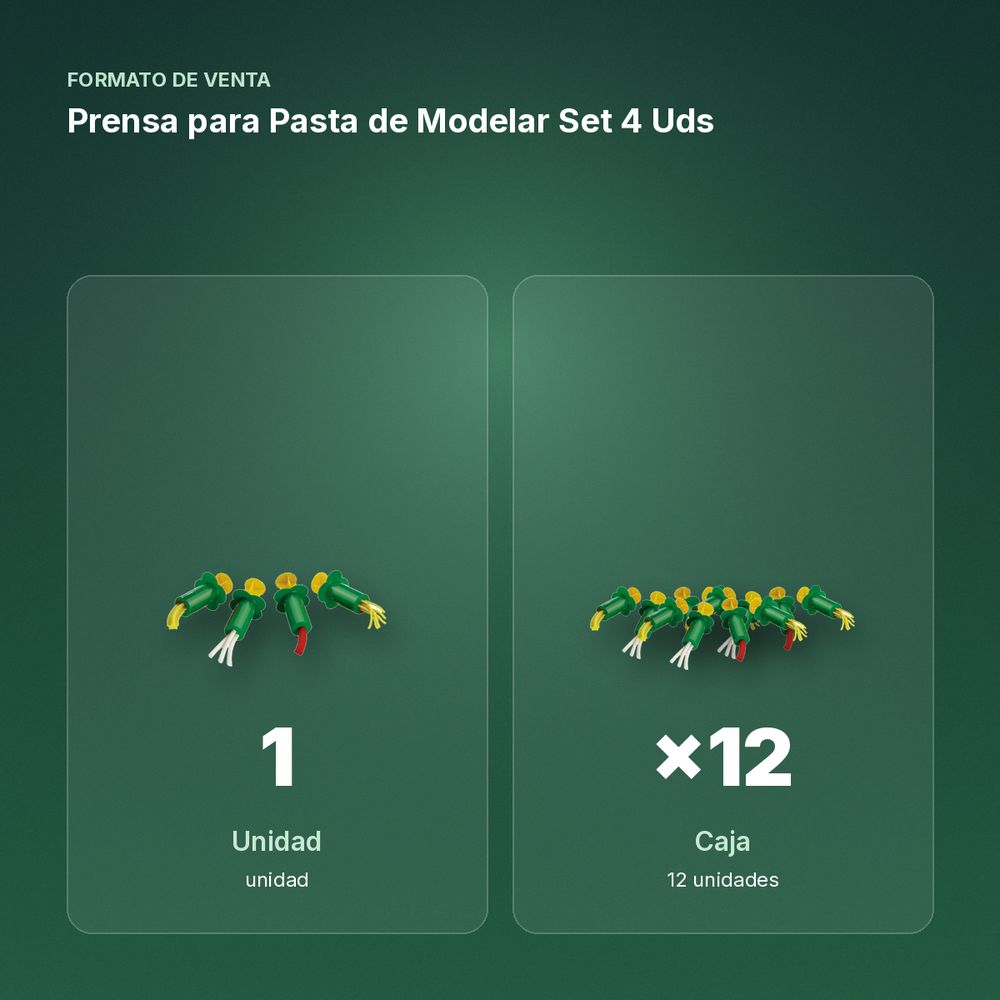 PRENSA PARA PASTA DE MODELAR SET 4 UDS - formato de venta: caja de 12