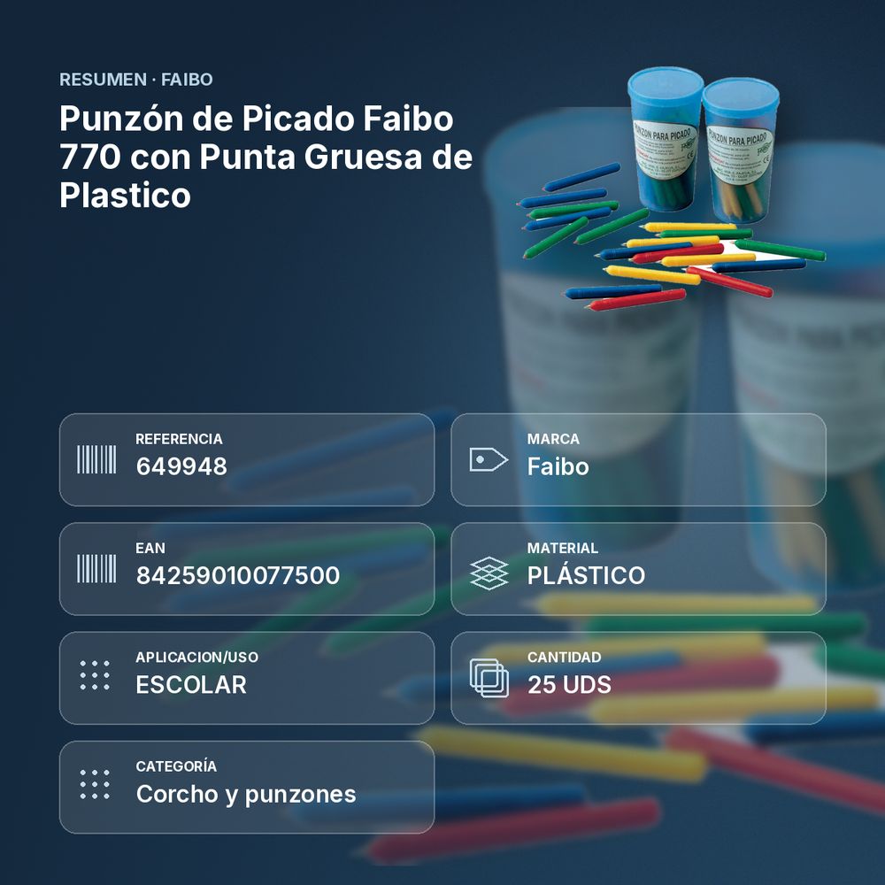PUNZÓN DE PICADO FAIBO 770 CON PUNTA GRUESA DE PLASTICO - resumen de atributos
