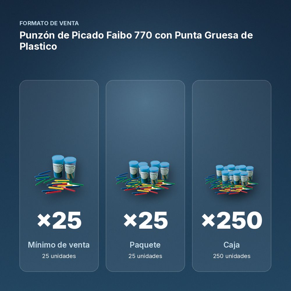 PUNZÓN DE PICADO FAIBO 770 CON PUNTA GRUESA DE PLASTICO - formato de venta: paquete de 25, caja de 250