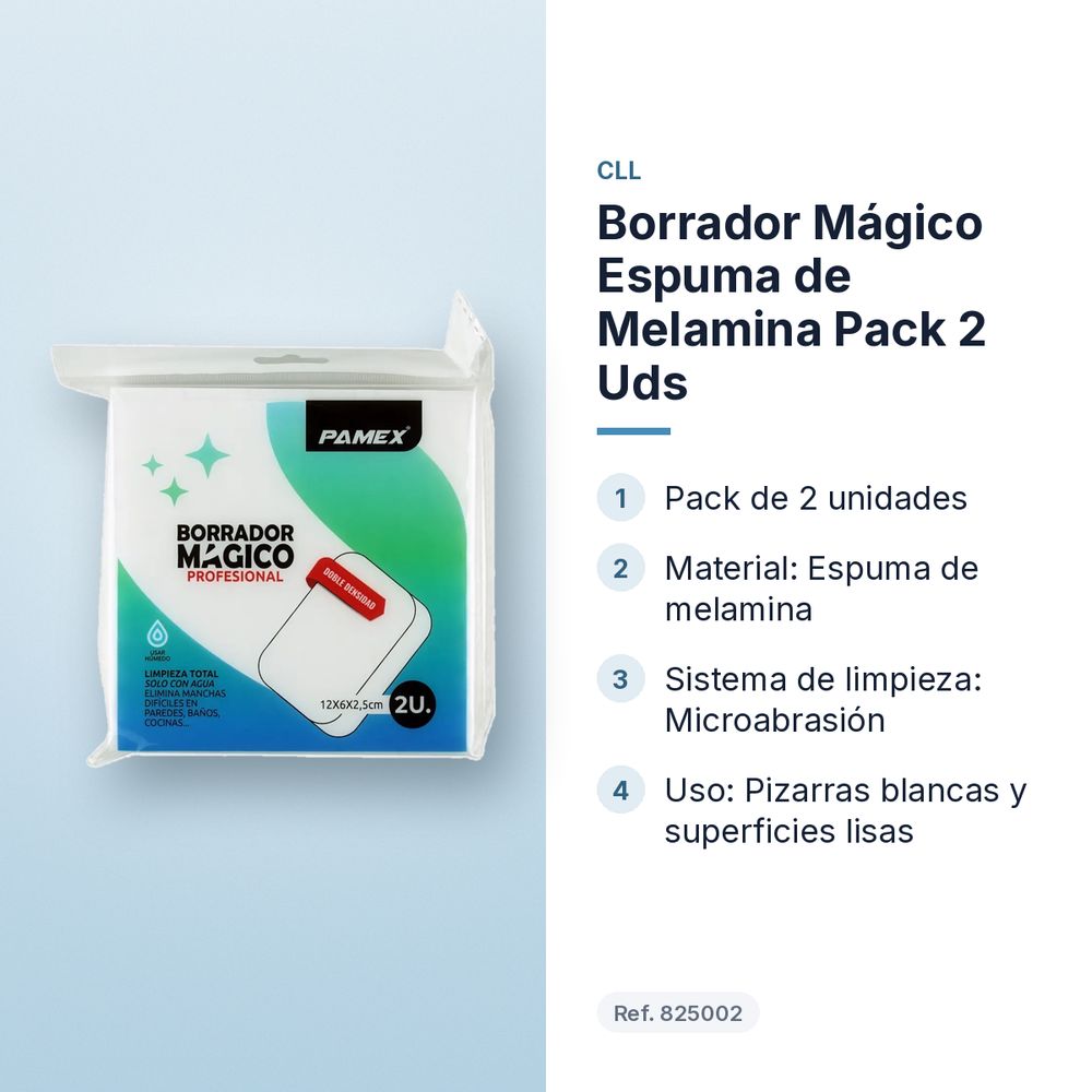 BORRADOR MÁGICO ESPUMA DE MELAMINA PACK 2 UDS - características principales