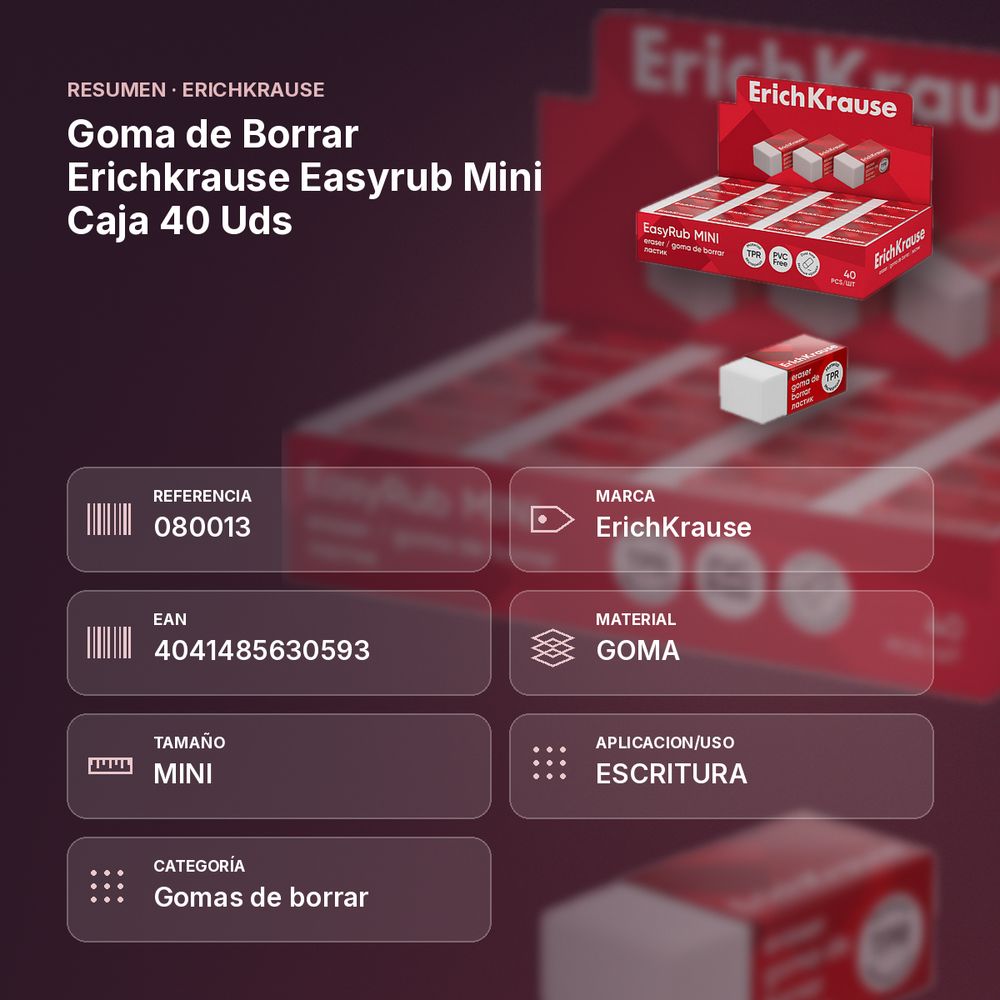 GOMA DE BORRAR ERICHKRAUSE EASYRUB MINI CAJA 40 UDS - resumen de atributos