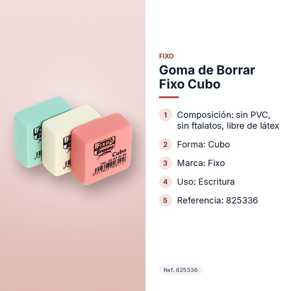 GOMA DE BORRAR FIXO CUBO - características principales