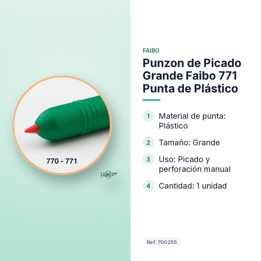 PUNZON DE PICADO GRANDE FAIBO 771 PUNTA DE PLÁSTICO - características principales