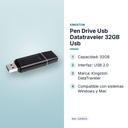 PEN DRIVE USB  DATATRAVELER  32GB USB - características principales