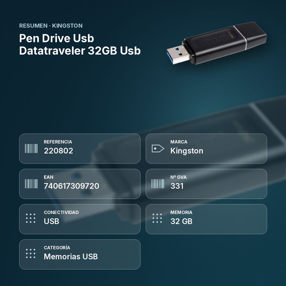 PEN DRIVE USB  DATATRAVELER  32GB USB - resumen de atributos