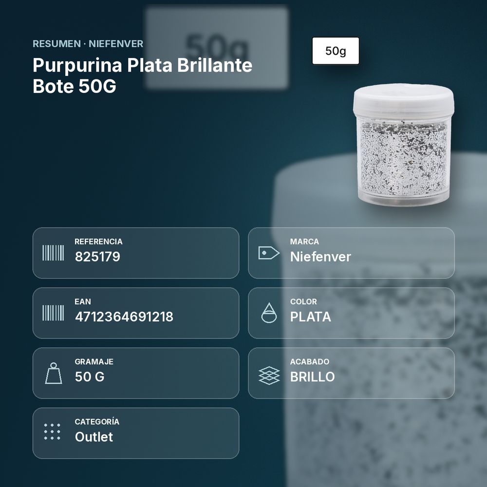 PURPURINA PLATA BRILLANTE BOTE 50G  - resumen de atributos