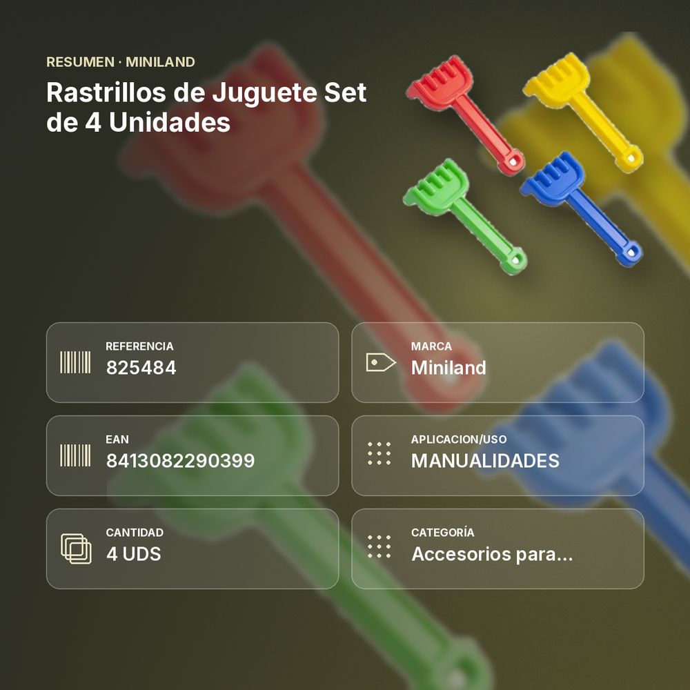 RASTRILLOS DE JUGUETE SET DE 4 UNIDADES - resumen de atributos
