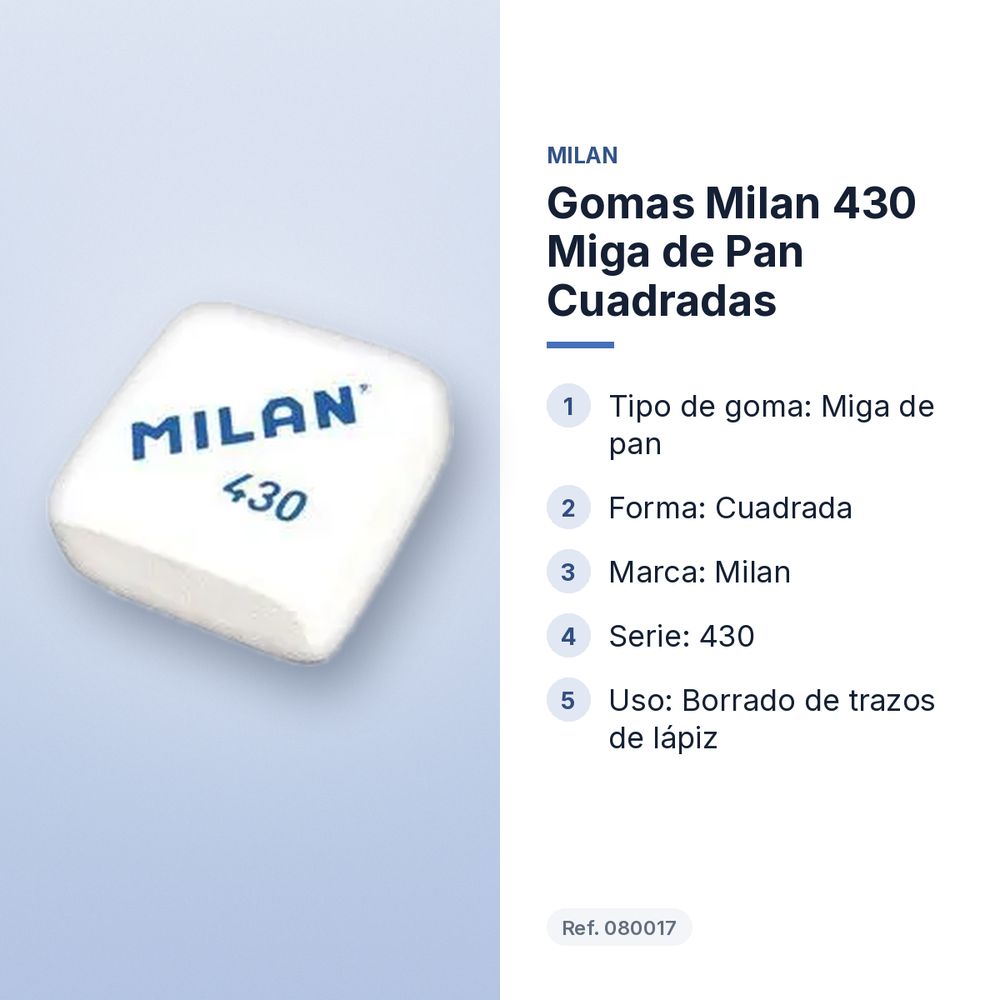 GOMAS MILAN 430 MIGA DE PAN CUADRADAS - características principales