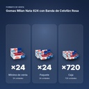 GOMAS MILAN NATA 624 CON BANDA DE CELOFÁN ROSA - formato de venta: paquete de 24, caja de 720