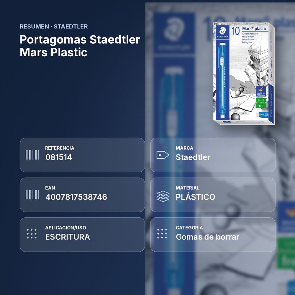 PORTAGOMAS STAEDTLER MARS PLASTIC  - resumen de atributos