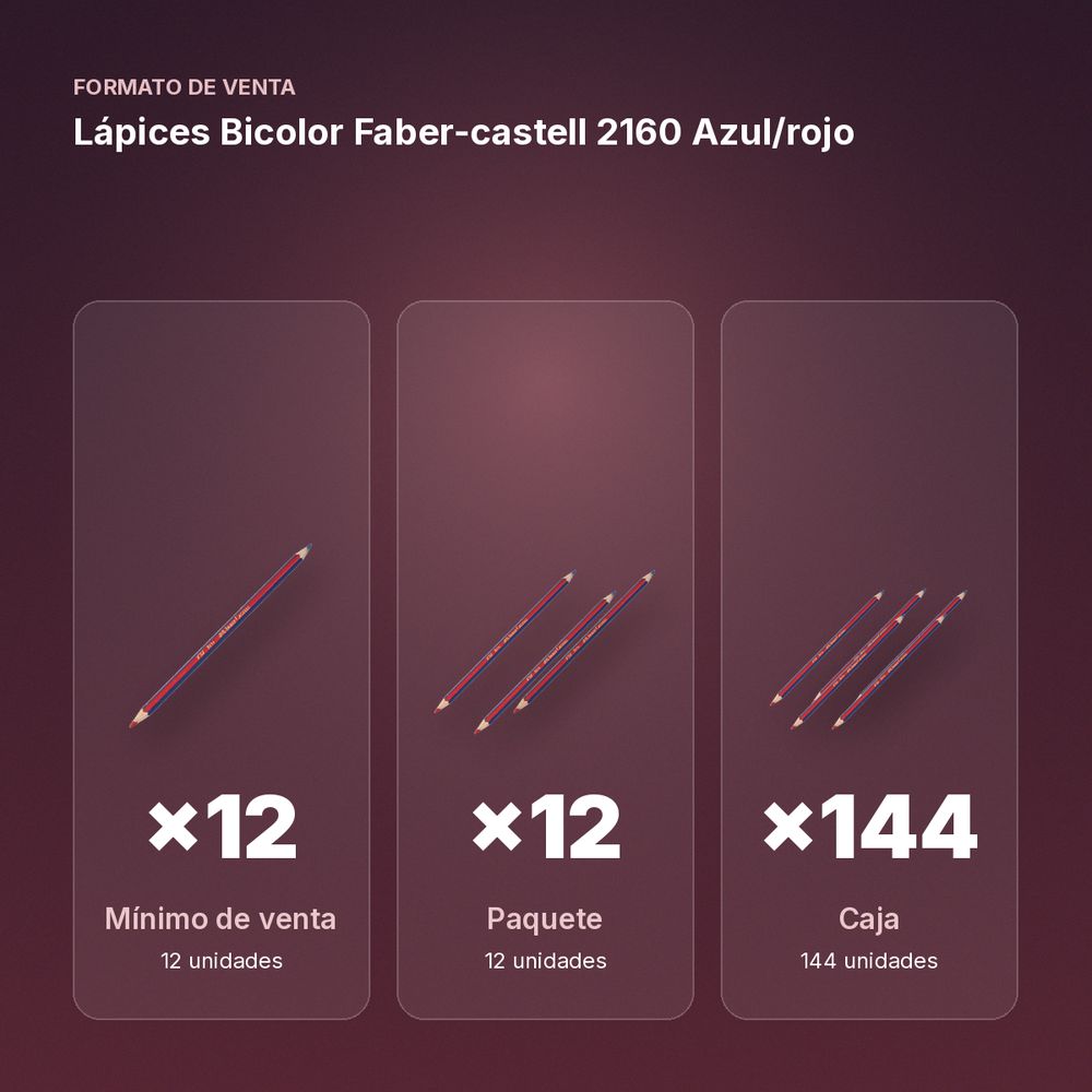LÁPICES BICOLOR FABER-CASTELL 2160 AZUL/ROJO - formato de venta: paquete de 12, caja de 144
