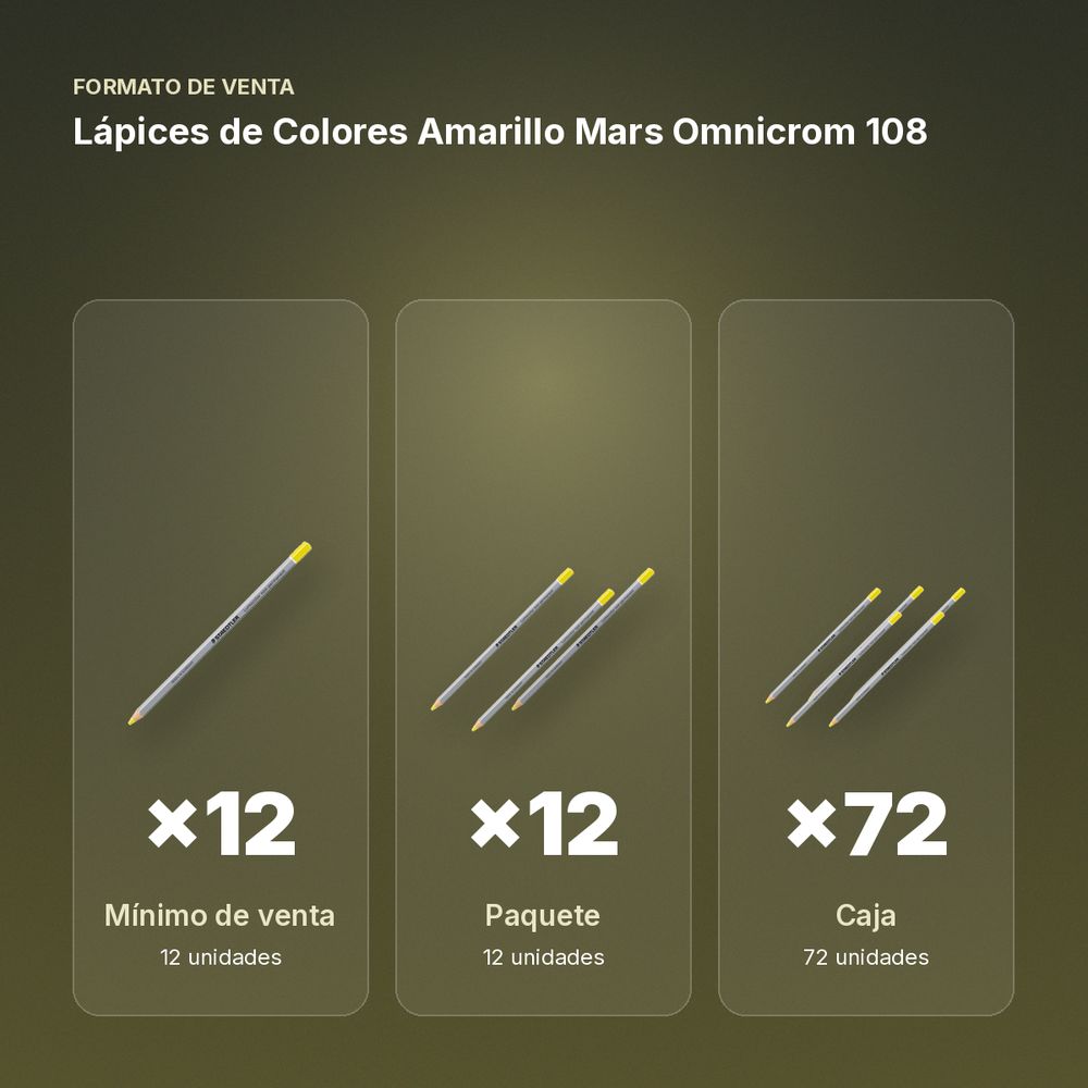 LÁPICES DE COLORES AMARILLO MARS OMNICROM 108  - formato de venta: paquete de 12, caja de 72