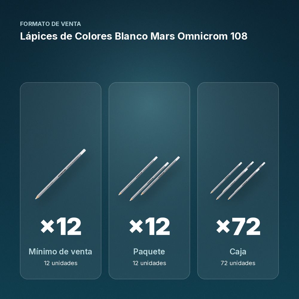 LÁPICES DE COLORES BLANCO MARS OMNICROM 108  - formato de venta: paquete de 12, caja de 72