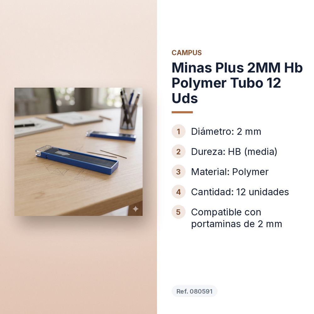 MINAS PLUS 2MM HB POLYMER TUBO 12 UDS - características principales